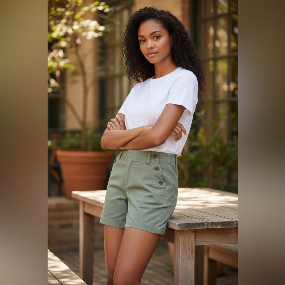 J. Crew Women's Khaki Button-Accent Shorts